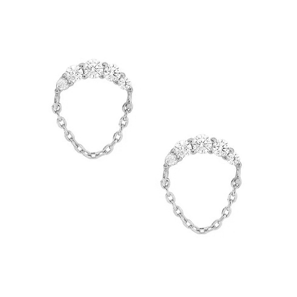 Mode Couleur Unie Argent Sterling Incruster Zircon Boucles D'oreilles 1 Paire display picture 4