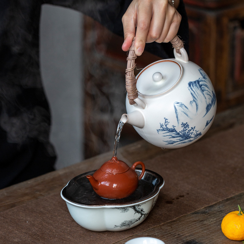 陶怡   复古陶瓷炭烧壶家用煮茶套装煮茶炉手绘山水图耐高温碳炉