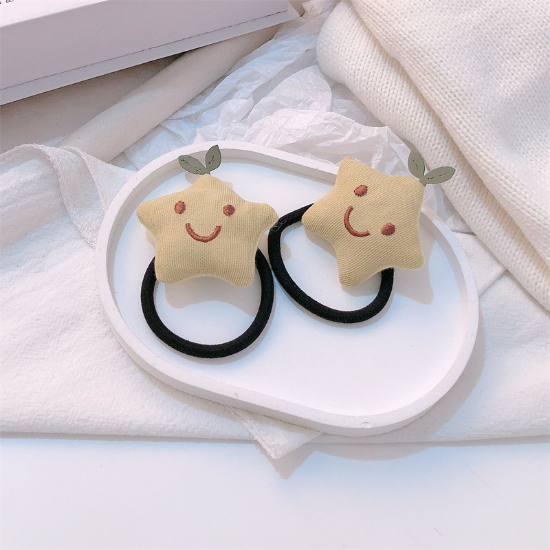 Estrellas de pentacos de alta elasticidad anillo de cabello lindas estrellas en la cabeza de hierba larga cuerda de cabello para niñas de banda de goma universal adornos para el cabello