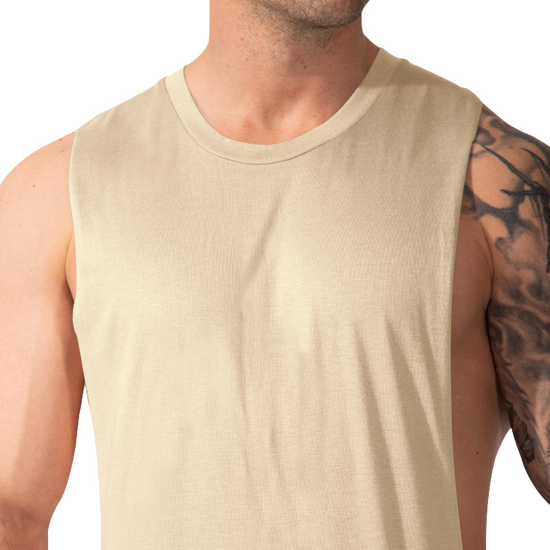 210g Weight Sleeveless Sleeve Length Cotton Blend, Polyester Fabric Type Regular Top Length Racerback Tank Tops Tops Type Casual Occasion Round Neck Neckline Loose Fit Type Solid Color Pattern Summer Season Men's Gender Simple Style Style Wholesale Men's Simple Style Solid Color Sleeveless Men's Tops 29