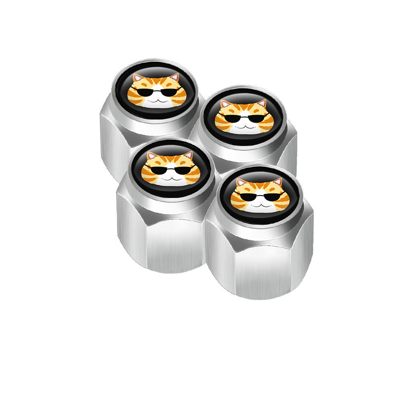 (2개) 자동차 타이어 도난 방지 밸브 캡 귀여운 고양이 로고 타이어 장식 방진 밸브 커버 도매