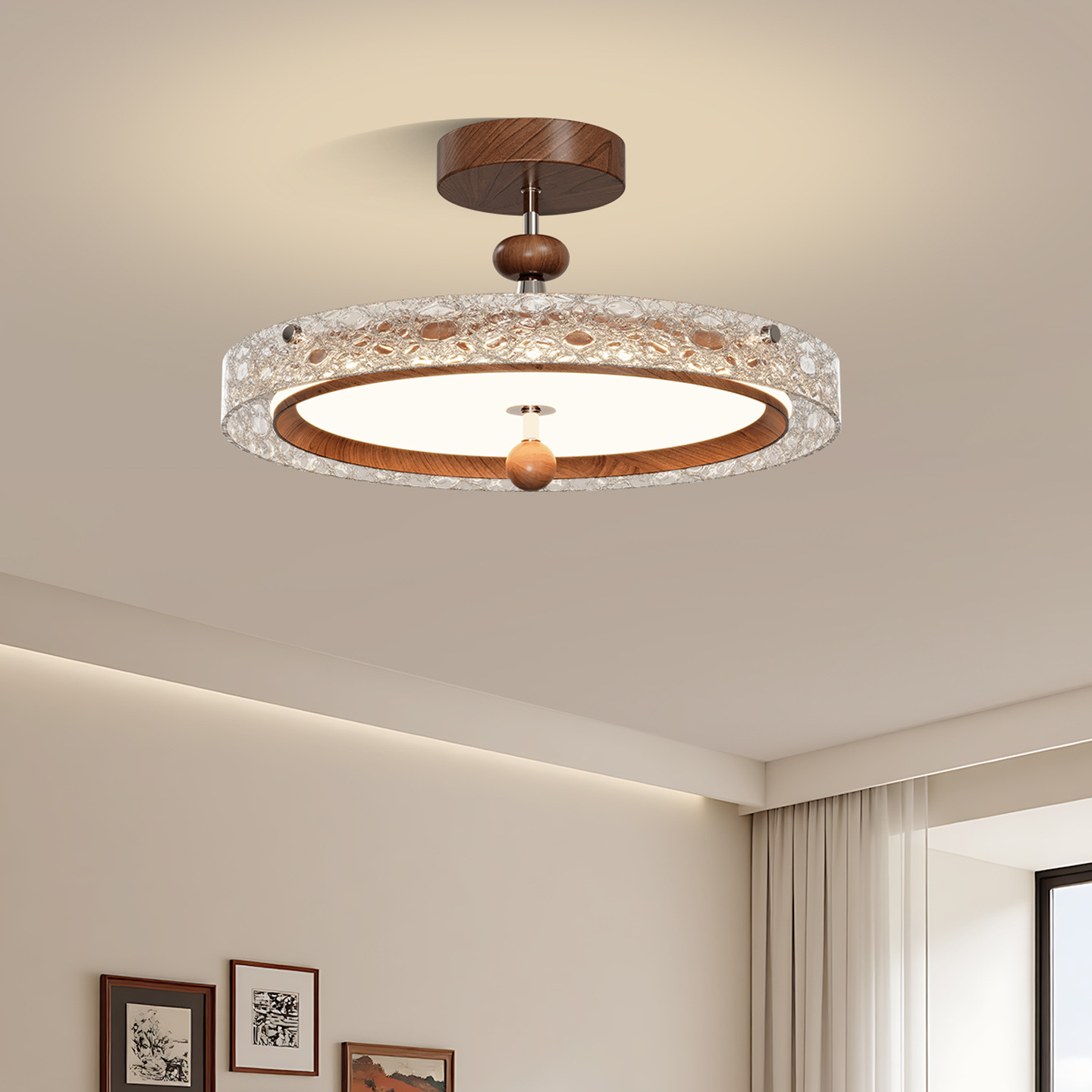 Lámpara de absorción de estilo medieval francés superior sensación de alto nivel de color nuez, viento tranquilo, lámpara de protección de ojos para la habitación principal 293L