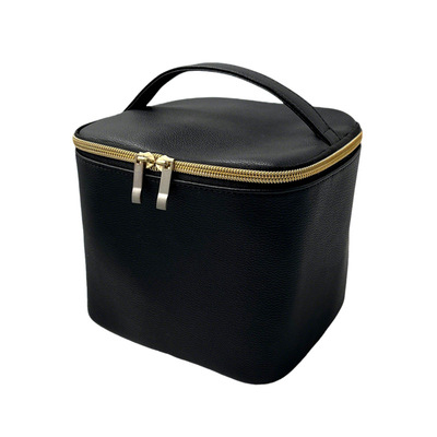 热销女士手提黑色PU化妆包旅行便携收纳大容量收纳包化妆包