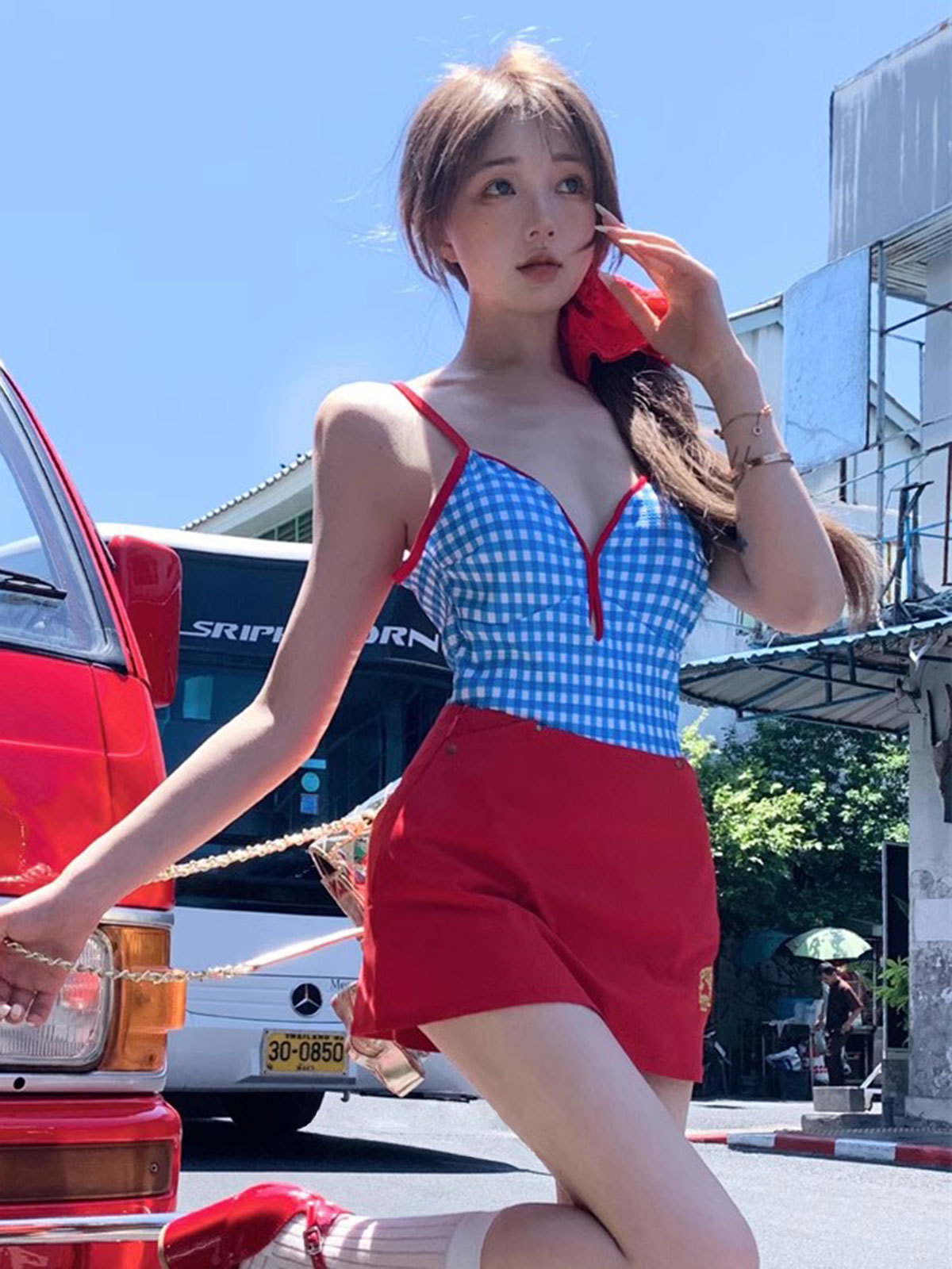 Trajes de baño de mujer de agua termal retró retrogrado conjunto de dos piezas unido para niñas gordas cubrir el estómago puro quiere conservadores vacaciones en la playa