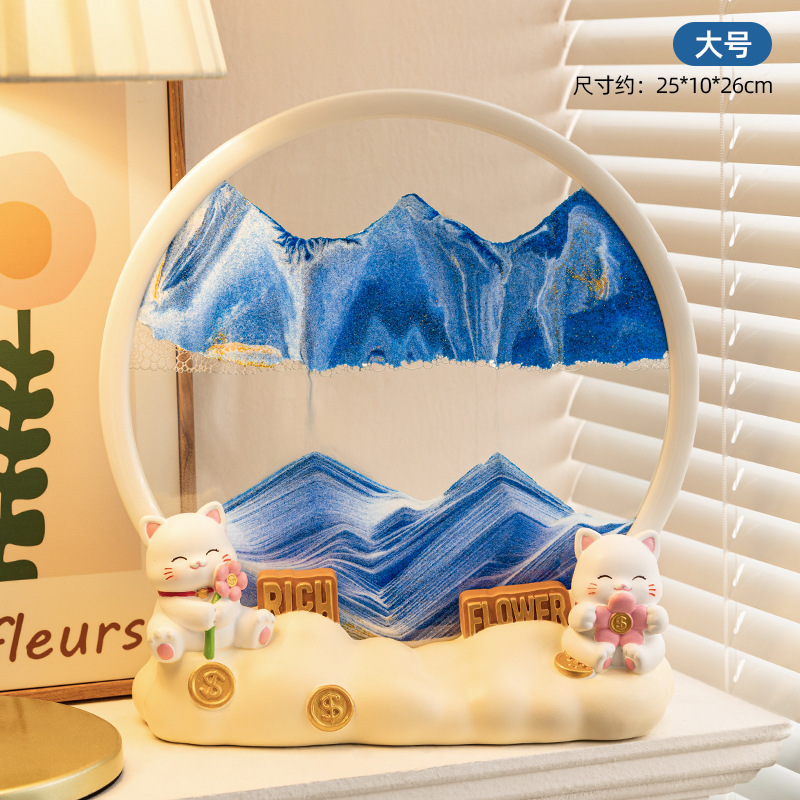 クリエイティブな新しいパンダペンホルダー 3D 流砂絵画リビングルームの装飾オフィスワインキャビネット樹脂装飾品クラフトギフト|undefined