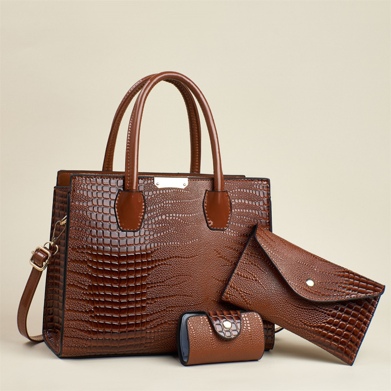 Moda de tres piezas, temperamento de la madre, bolsos de mano de textura 2025, bolsos de hombro casuales de gran capacidad