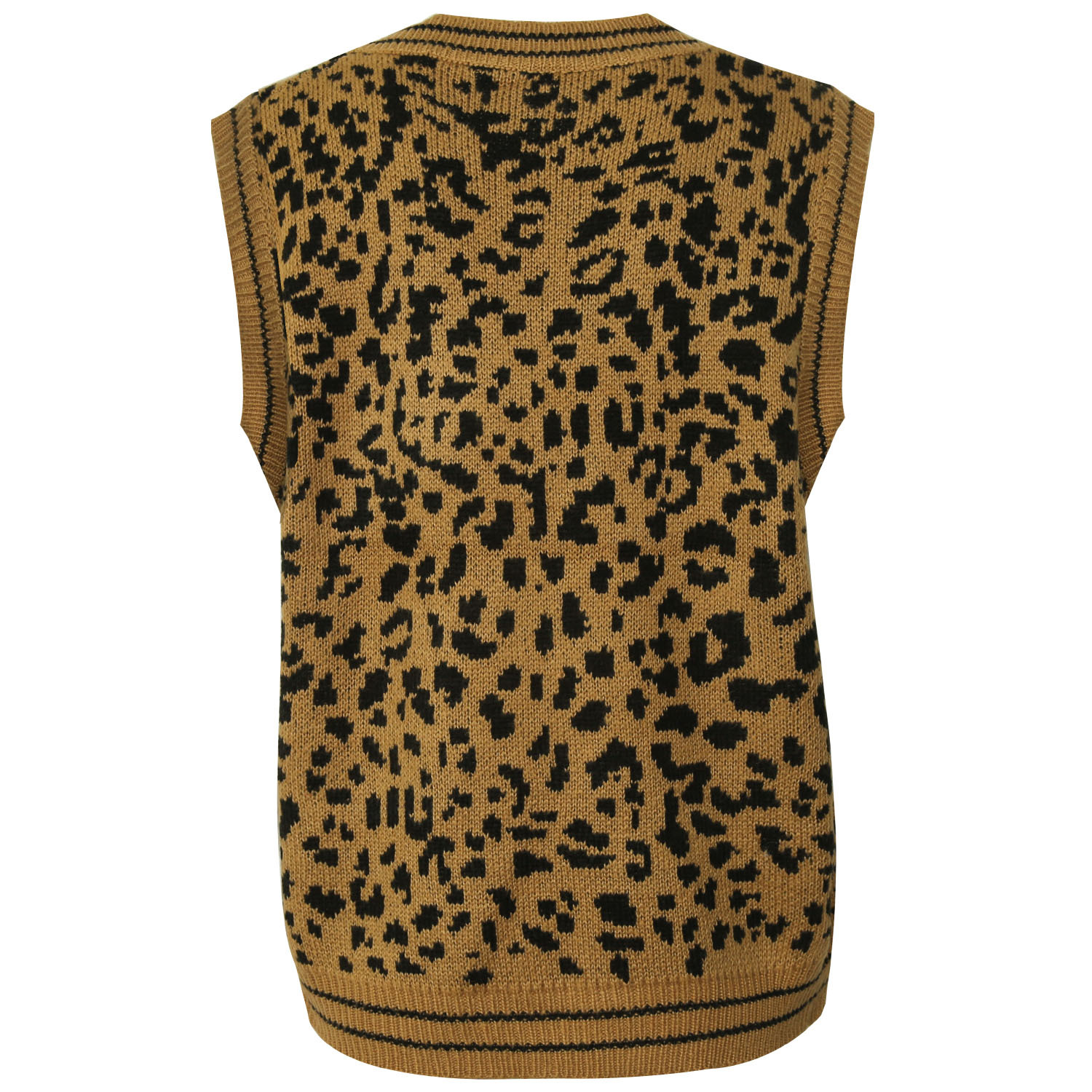 chaleco de punto con estampado de leopardo casual de moda NSMY32113