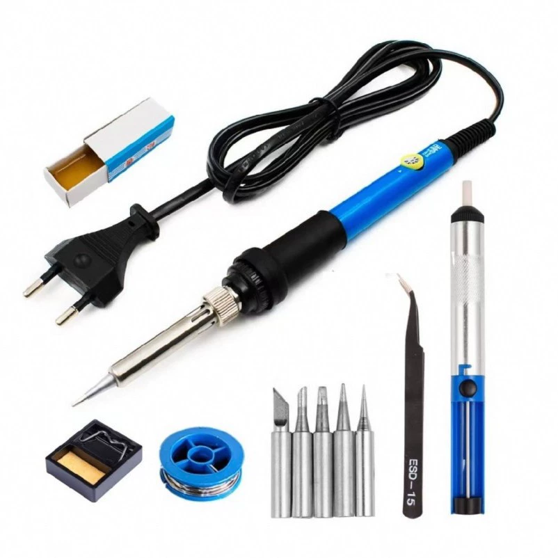 Термостатический электрический паяльник Регулируемая температура электрический паяльник 60 Вт электрическая ручка для пайки ремонт сварочный инструмент 220V круглый/плоский вставка
