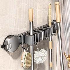 トイレ吸盤モップ壁掛けクリップ浴室穴なし神器固定フックほうき収納ハンガー