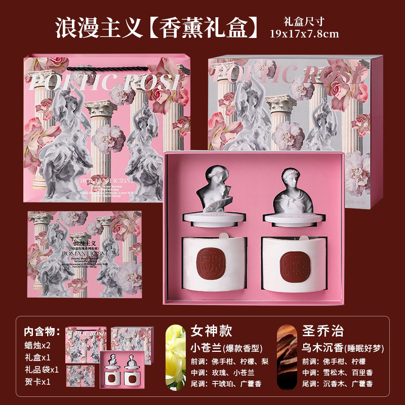 新婚礼盒雕像香薰蜡烛香氛生日礼物结婚伴手礼盒小众节日礼品套装|undefined