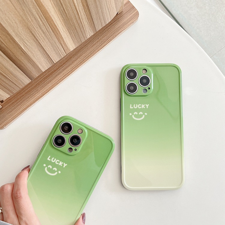 Minimalist Smiling Face Phone Case For Iphone 14 Pro Max Green_voghion.com