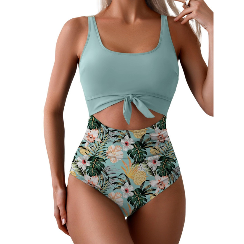 2026 Europa y América amazon trajes de baño de mujer abdominales cerrados trajes de baño de correa hueca