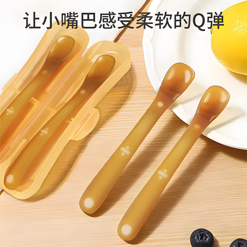 Nano Silver silicone spoon newborn baby spoon food supplement spoon silicone soft spoon baby rice paste rice powder spoon wholesale