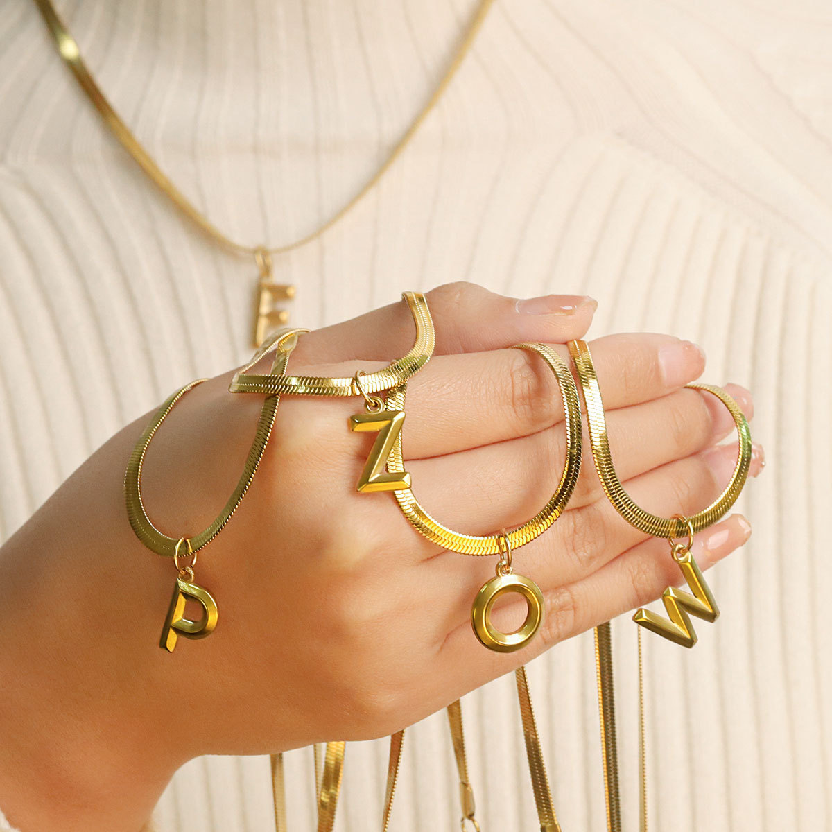 snake chain Chain Type 1 Piece Quantity Casual, Daily Occasion Wholesale Jewelry IG Style Vintage Style Letter 304 Stainless Steel Plating Snake Chain Pendant Necklace