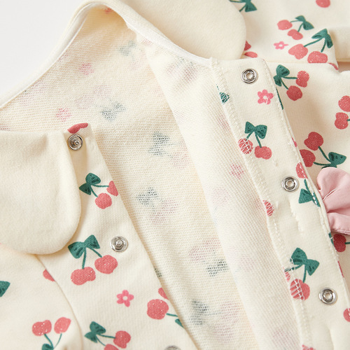 Baby Spring and Autumn Set Clothes for Girls, Onesie with Chinese Style, Birthday and 100th Day Outfit for Newborns, Long Sleeve Crawling Suit