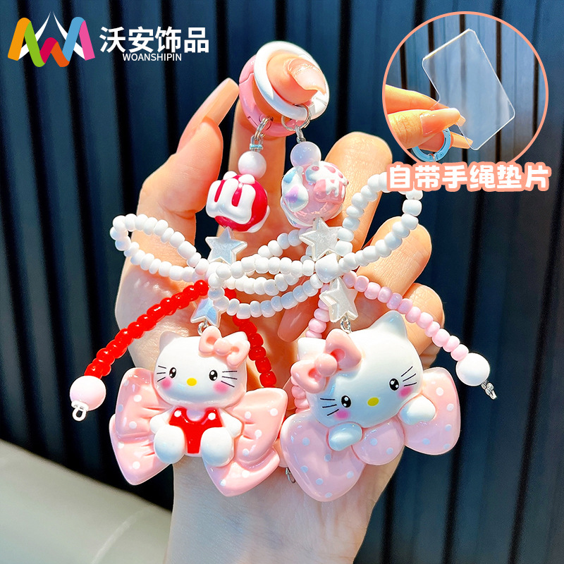 파란색 고양이 휴대 전화 교수형 체인 키 체인 Douyin 라이브 방송 인형 배낭 펜던트 열쇠 고리 작은 선물 도매