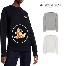 跨境新款欧美女装MK午后慵懒小狐狸刺绣绣花男女圆领纯棉加绒卫衣