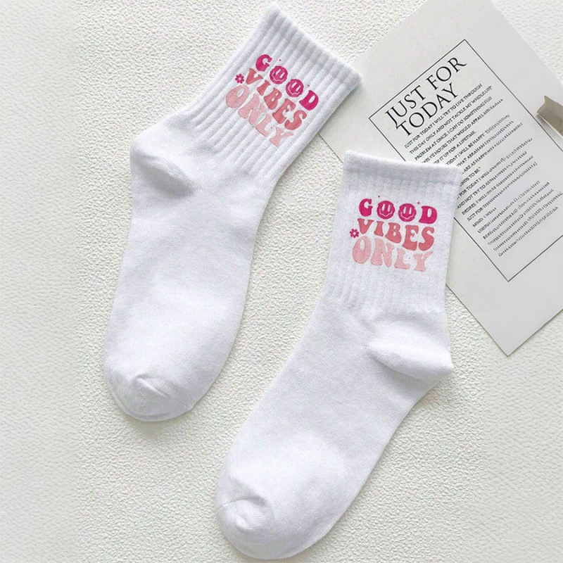 Pink and White Letter Socks Pink and White Letter Socks