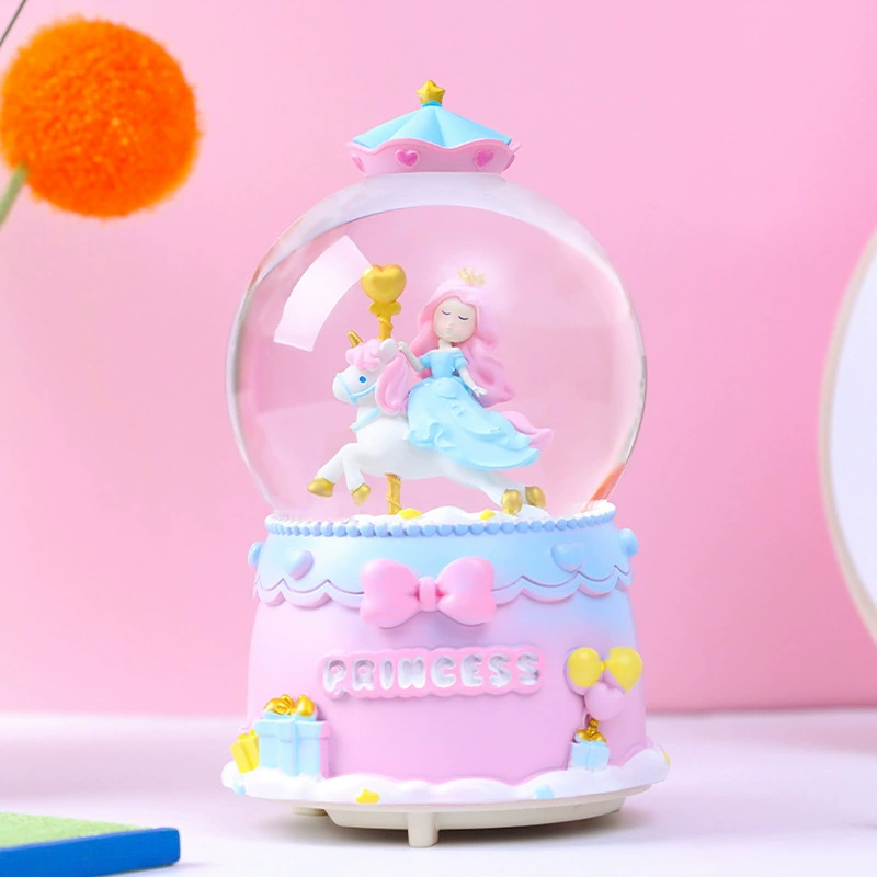 Новый фантазийный принцесса Троян Crystal Ball Муз. вращающаяся музыкальная шкатулка с огнями, украшения комнаты, wholesale