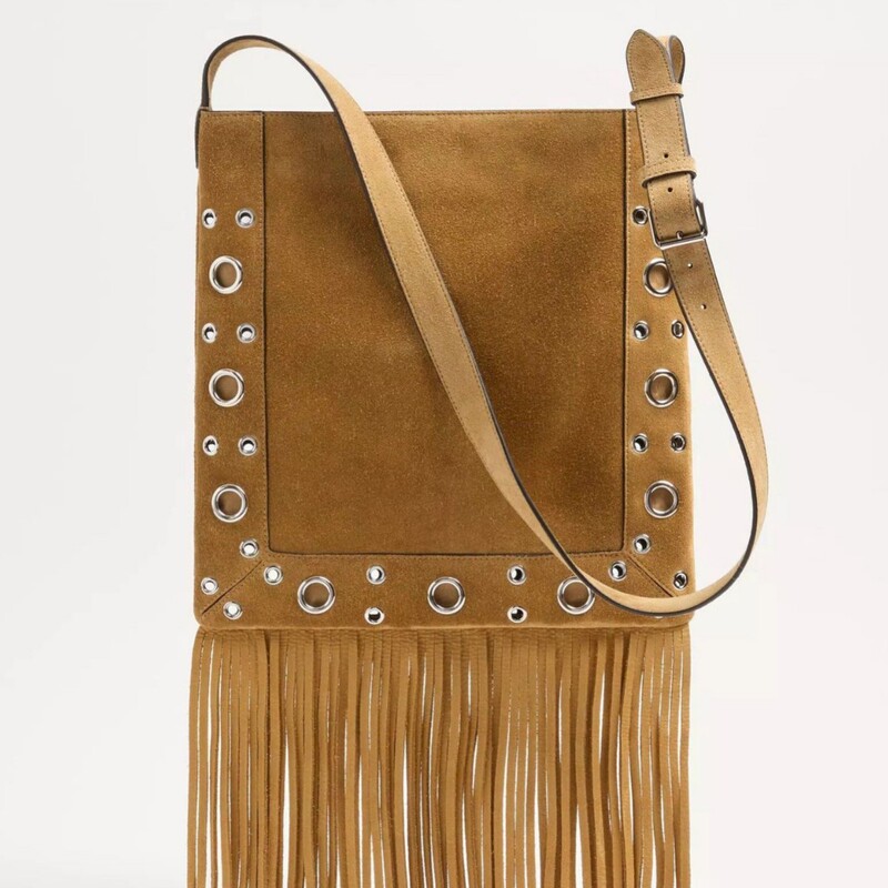 Cross-Border Spot Bohemian Style New Retro Tassel Bag Niche Design Rivet One-Shoulder Cross-Body Suede Bag