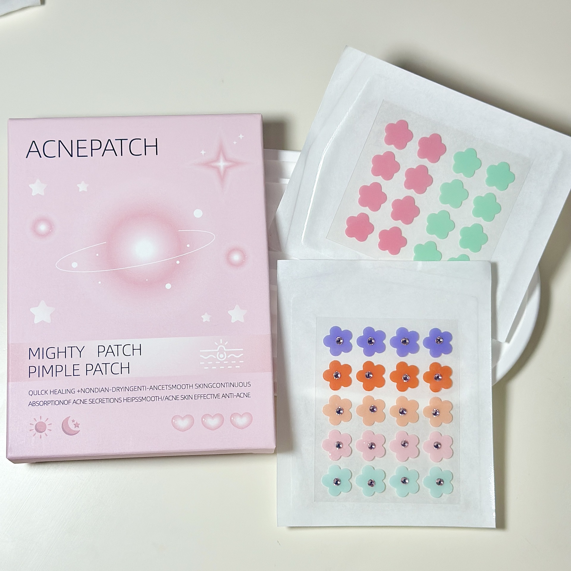 2색 꽃 1개 + 5색 다이아몬드 꽃 1개(핑크색 영어 색상 상자)