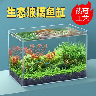Hot-Bent High-Definition Glass Fish Tank for Home Desktop Office Landscaping Tropical Fish Goldfish Tank One-Piece Molded Glass Tank