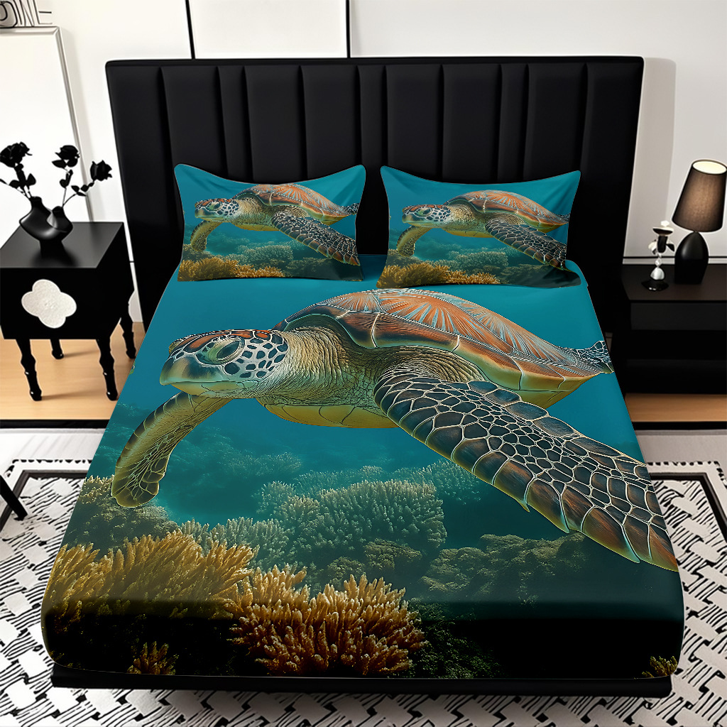 TEMU / JIT Mattress Kits Una variedad de animales submarinos impresión digital HD ropa de cama puede ser diseñada