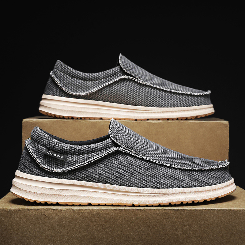 New Men's Loafers Cross-border , Casual For Men, Flat Canvas Shoes, Ultra-lightweight, Large Size Slip-on Shoes_vogvips.com