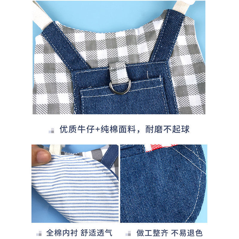 兔子衣服带牵引绳可爱牛仔服侏儒兔兔宠物幼兔垂耳兔新年拍照道具