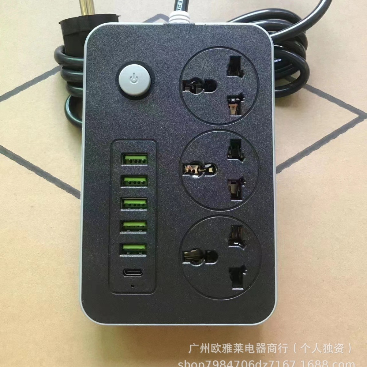 Ventas directas enchufe 6USB + Tipo-C enchufe de línea de conversión de carga ruso Amazon placa de conexión de comercio exterior transfronterizo