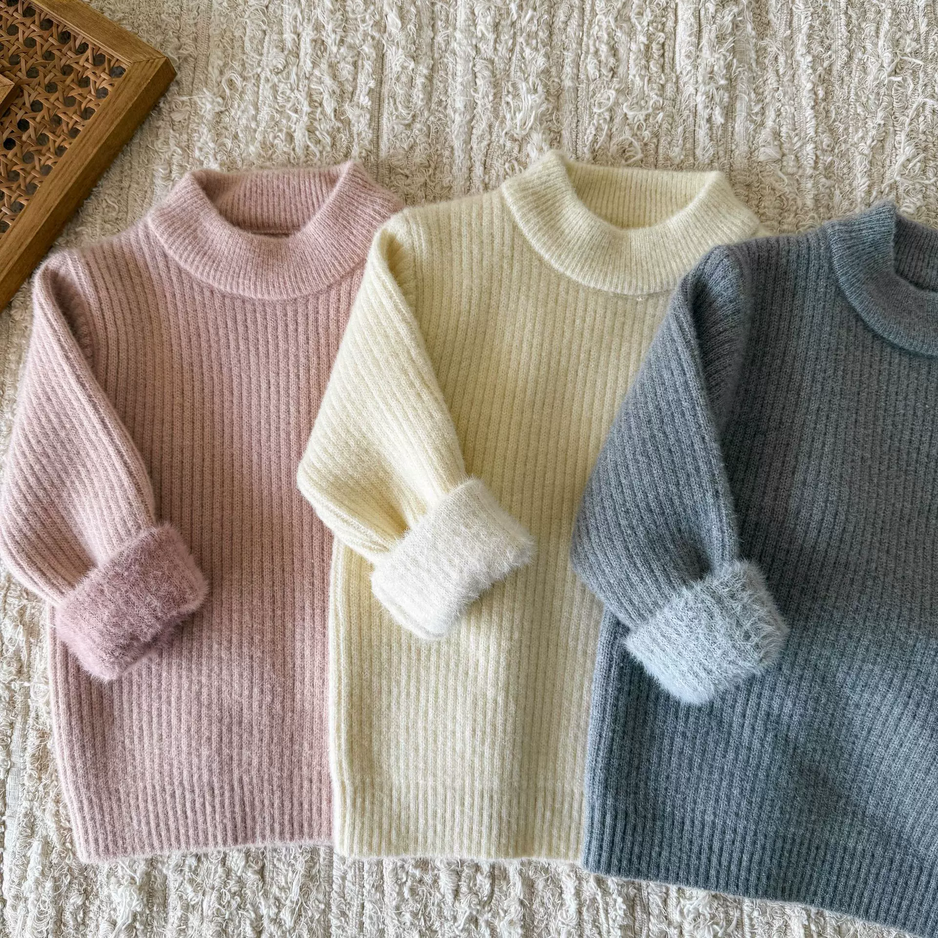 维木童装儿童毛衣针织衫冬装加绒加厚女童打底衫上衣婴儿宝宝衣服