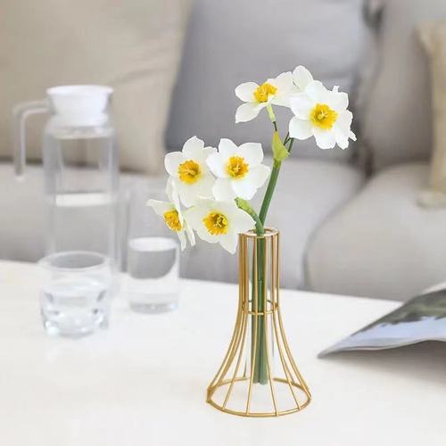 Nordic Creative Glass Flower Vase Living Room Room Decorative Items TV Stand Desktop Iron Wire Dried Flower Hydroponic Ornament
