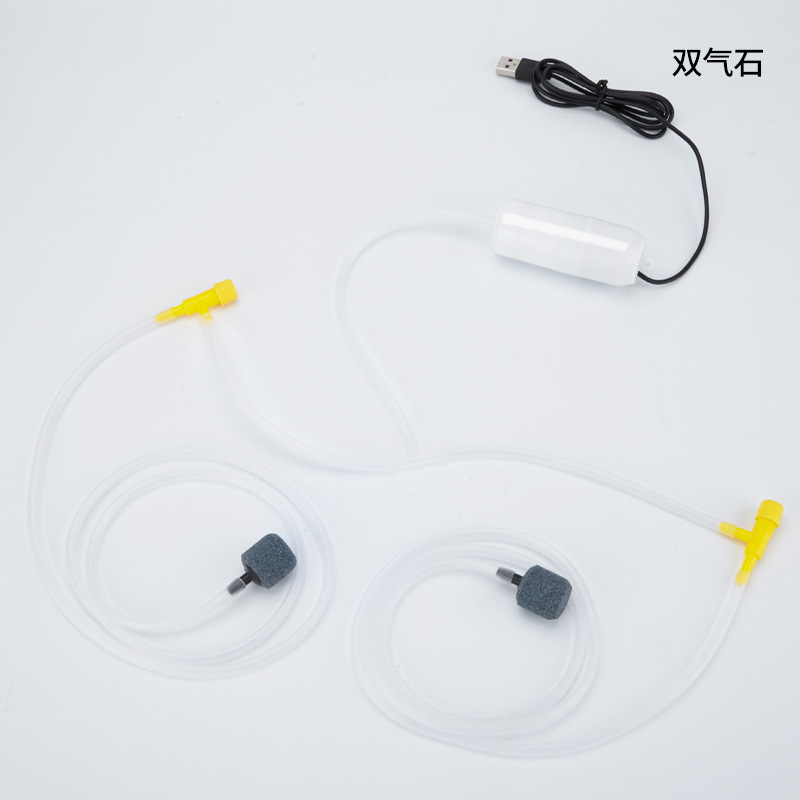 White usb oxygen pump [1 set] - dual stones, dual tubes