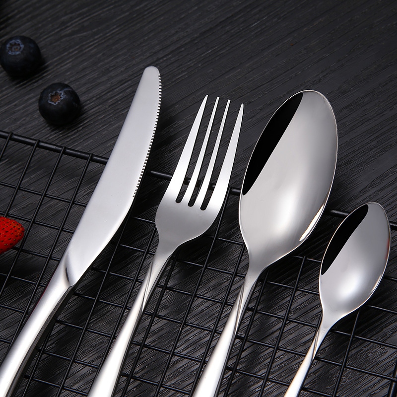 Cuchillo de carne de acero inoxidable 304, tenedor y cuchara engrosada cuchara de café cuchara de té cuchara doméstica restaurante Hotel vajilla al por mayor