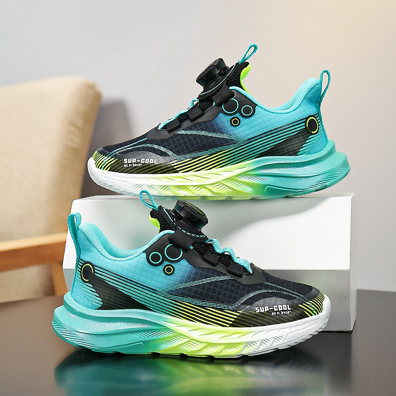 Calzado deportivo ligero para niños modelos de primavera y otoño zapatos para correr con botones giratorios transpirables para niñas