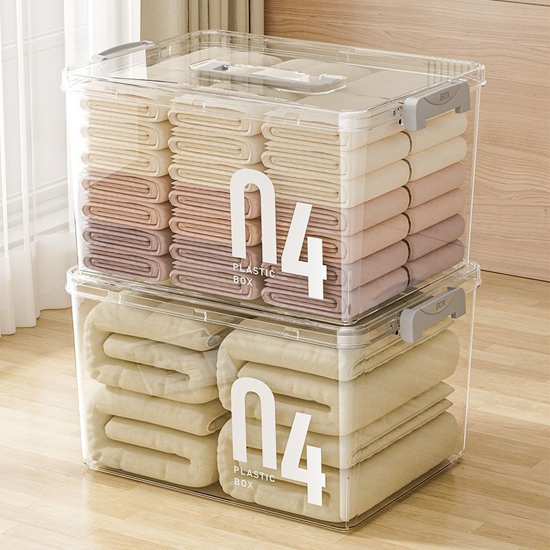 收纳箱家用储物箱透明杂物玩具收纳盒大号衣服整理箱零食塑料筐