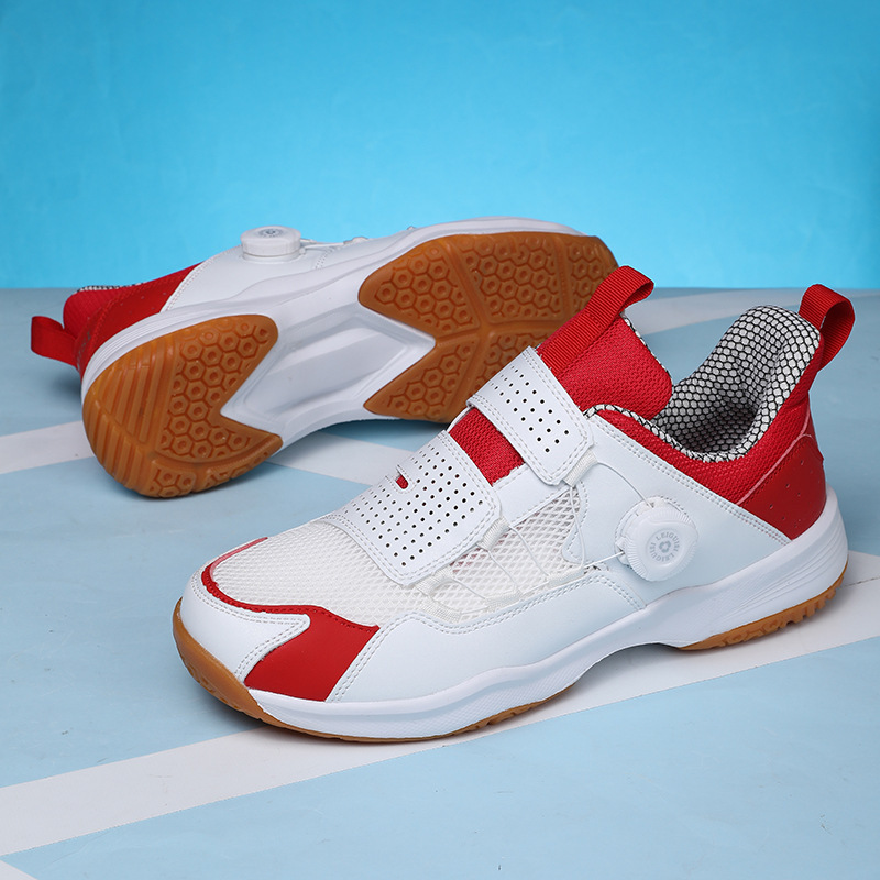 Cross-Border 25 New Models of Rotating Buckle Casual Badminton Shoes, Breathable Couple Style Lightweight Table Tennis Sports Shoes for Men and Tennis