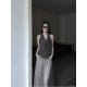 5werkwen Glow Satin Thin Waist Skirt Draped Edge Irregular Pleated Skirt