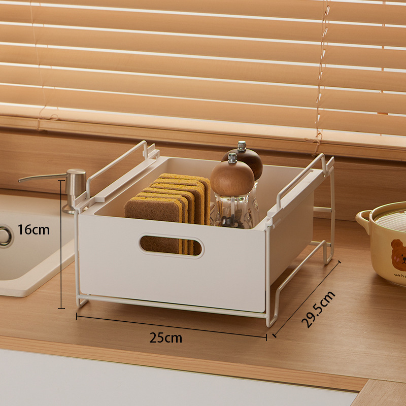 キッチンシンクの下の引き出し式収納ラック、食器、調味料収納ラック、キャビネット内のスナックやおもちゃ、多層バスケット|undefined