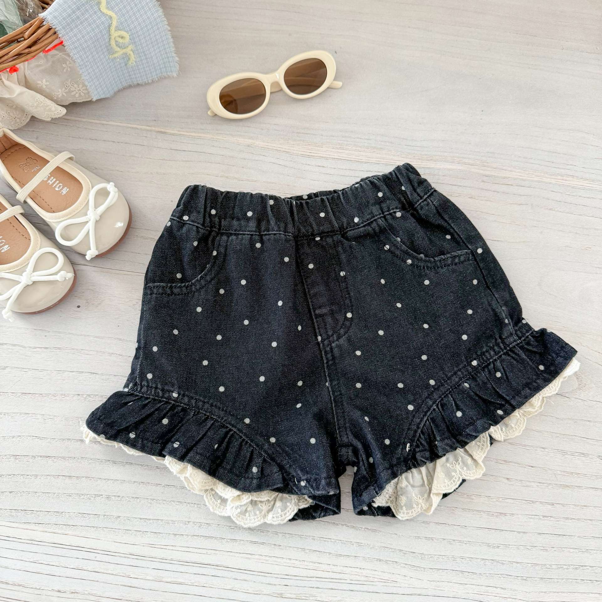 Pantalones cortos de mezclilla de siete niñas de limón salado pantalones cortos de verano delgados para mujer jeans para niños pantalones cortos de estilo occidental para bebés image 3
