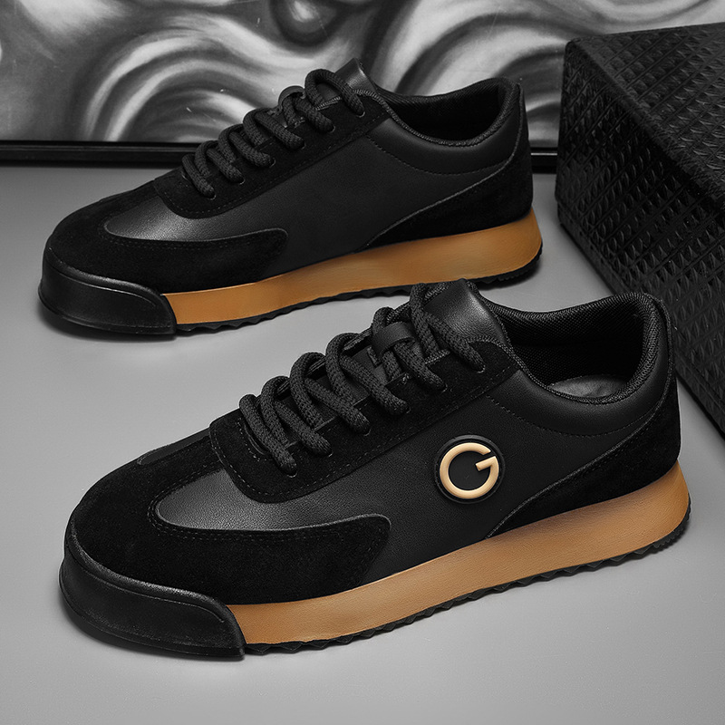 2026 New Men's Shoes, Large Size, Thick-Soled, Trendy, Sporty, Casual, Leather, Non-Slip, Forrest Gump Shoes_vogvips.com