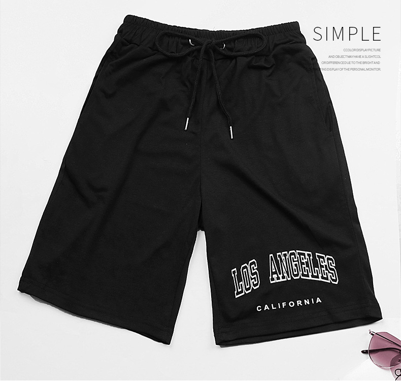 Lässige Trägershorts mit schwarzem Buchstabendruck_voghion.com