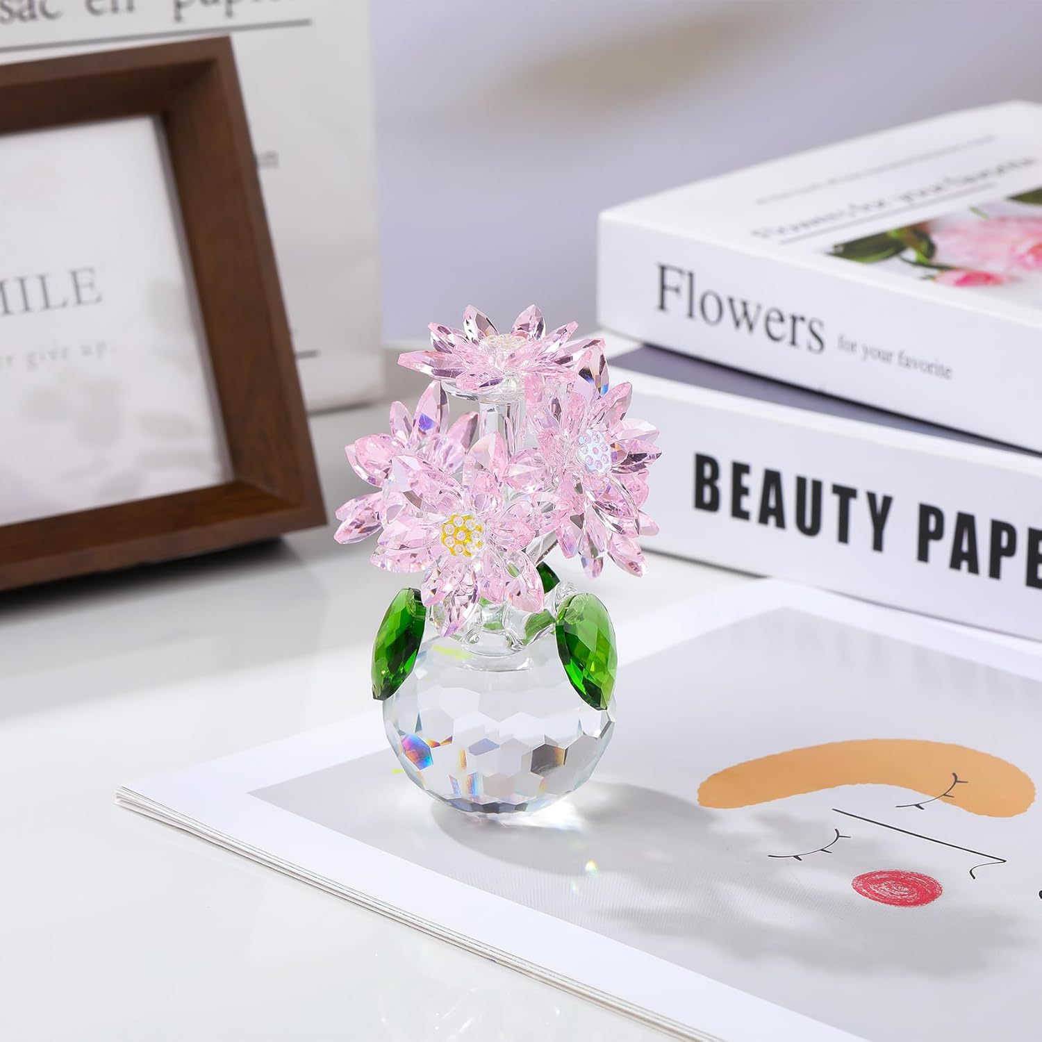 軽奢風クリスタルデイジー置物 ホームデコレーション ビジネスギフト 輸出専用直送