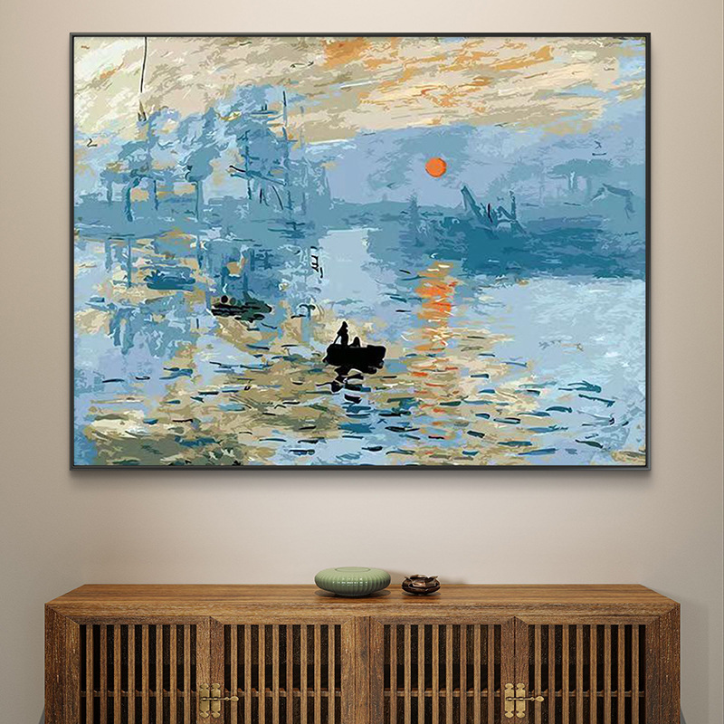 Pintura al óleo digital de estilo antiguo estilo arquitectónico de la dinastía Tang, relleno a mano, relleno de agujero, lámpara acrílica, sala de estar nueva