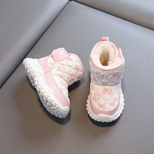 Autumn and Winter Snow Boots for Baby Boys, Fleece-Lined Cotton Shoes for Kids, Toddler First-Walker Shoes, Soft-Soled Baby Shoes for Girls, 3-Year-Olds, Winter 2