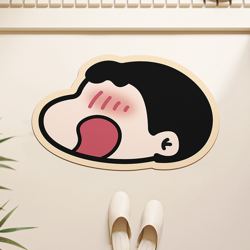 Cartoon Xiaoxin Diatom Mud Floor Mat, Non-Slip, Quick-Drying, Water-Absorbent Bathroom Floor Mat, Stain-Resistant and Easy to Care For, Entrance Door Mat