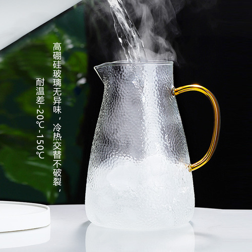 Zhenqi manufacturer wholesale glass cold kettle kettle glass household water cup large capacity hammered cold kettle set