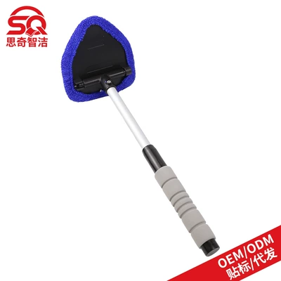 Cross-Border Labeling of Car Retractable Glass Defogging Brush Factory Wholesale Sponge Handle Car Windshield Cleaning Brush (Car cleaning tools) - 1-b-type-eva-pentagonal-plastic-piece-1-blue-cloth-cover