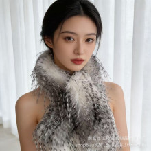 新款高级仿火鸡毛围巾轻奢百搭围脖韩版时尚毛领保暖流苏毛绒围巾