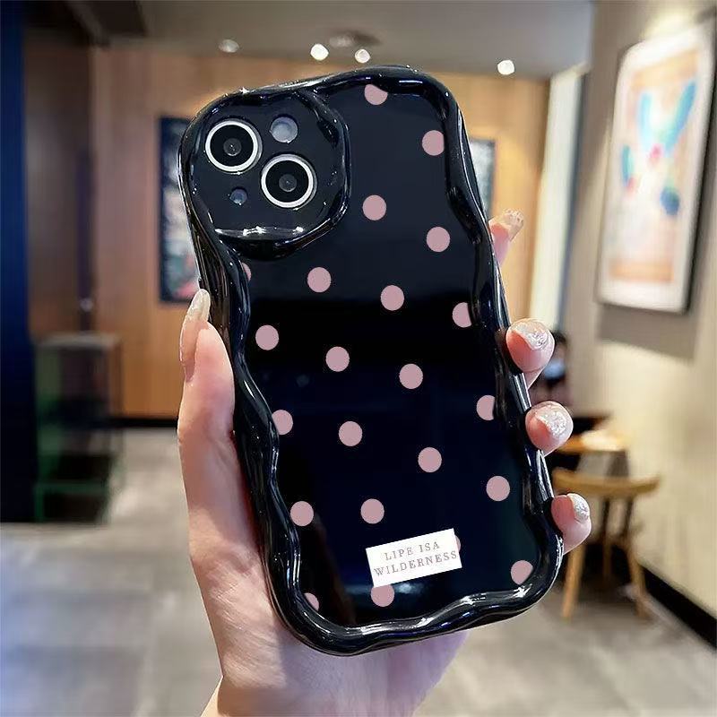 Punto de onda rosa para iphone16promax funda para teléfono móvil nuevo Apple 15 anti-caída 14pro Japón y Corea 13/12